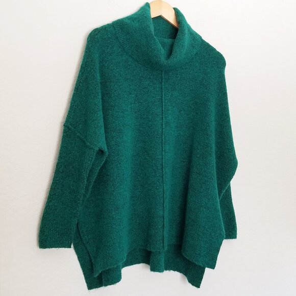 Anthropologie Larissa Turtleneck Tunic Sweater S Pullover Green Side Slit Chunky - Picture 16 of 16